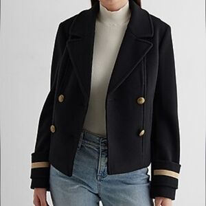NWTS Express Double Breasted Novelty Button Cuffed Cropped Coat